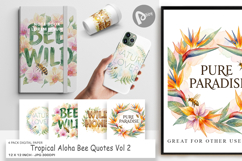 Tropical Aloha Bee Quotes Digital Paper Product Image 1