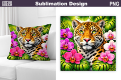 Leopard Tropical Floral PNG | Jungle Wildlife Sublimation Product Image 1