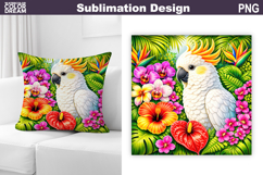 White Cockatoo Tropical Floral PNG | Exotic Bird Sublimation Product Image 1