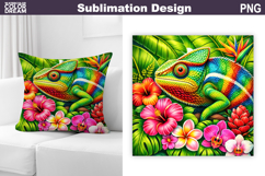 Colorful Chameleon Tropical PNG | Exotic Jungle Sublimation Product Image 1