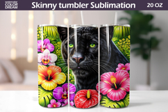 Black Panther Tumbler Wrap | Tropical Floral Sublimation Product Image 1