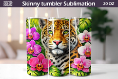 Leopard Tumbler Wrap | Tropical Floral Sublimation Product Image 1