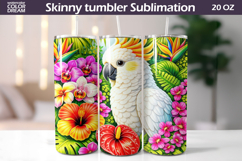 Cockatoo Tumbler Wrap | Tropical Floral Sublimation Product Image 1