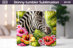 Zebra Tumbler Wrap | Tropical Floral Sublimation Product Image 1