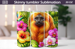 Golden Lion Tamarin Tumbler Wrap | Tropical Floral Sublimati Product Image 1