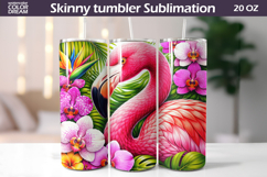 Flamingo Tumbler Wrap | Tropical Floral Sublimation Product Image 1