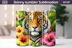 Tiger Tumbler Wrap | Tropical Floral Sublimation Product Image 1