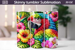 Macaw Tumbler Wrap | Tropical Bird Floral Sublimation Product Image 1