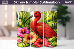 Scarlet Ibis Tumbler Wrap | Tropical Bird Floral Sublimation Product Image 1