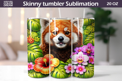 Red Panda Tumbler Wrap | Tropical Floral Sublimation Product Image 1