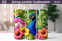 Peacock Tumbler Wrap | Tropical Floral Sublimation Product Image 1