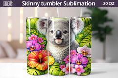 Koala Tropical Tumbler Wrap | Floral Jungle Sublimation Product Image 1