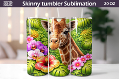 Giraffe Tropical Tumbler Wrap | Jungle Floral Sublimation Product Image 1