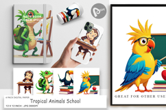 Digital Paper Tropical School Animals Product Image 1