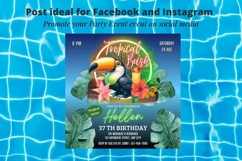 Tropical Bash Flyer, Tropical Bash Canva Flyer, Pool Party Product Image 4