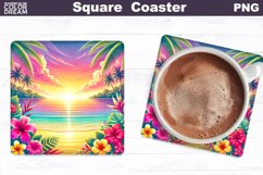 Tropical Beach Square Coaster | Flamingo Square Coaster Product Image 2