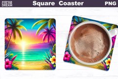 Tropical Beach Square Coaster | Flamingo Square Coaster Product Image 3