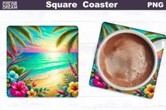 Tropical Beach Square Coaster | Summer Square Coaster Product Image 1