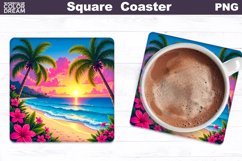 Tropical Beach Square Coaster | Summer Square Coaster Product Image 1