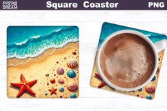 Tropical Beach Square Coaster | Flamingo Square Coaster Product Image 6