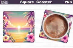 Tropical Beach Square Coaster | Summer Square Coaster Product Image 1