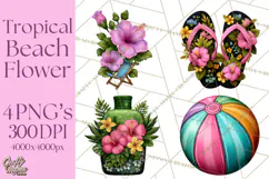 Tropical Beach Flower Clipart & Clip Art PNG Product Image 1