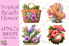 Tropical Beach Flower Clipart &amp; Clip Art PNG Product Image 1