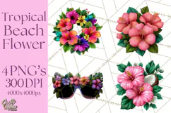 Tropical Beach Flower Clipart & Clip Art PNG Product Image 1