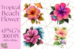 Tropical Beach Flower Clipart & Clip Art PNG Product Image 1