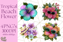 Tropical Beach Flower Clipart &amp; Clip Art PNG Product Image 1