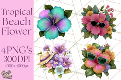 Tropical Beach Flower Clipart & Clip Art PNG Product Image 1