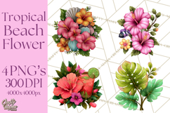 Tropical Beach Flower Clipart &amp; Clip Art PNG Product Image 1