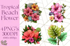 Tropical Beach Flower Clipart & Clip Art PNG Product Image 1