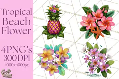 Tropical Beach Flower Clipart & Clip Art PNG Product Image 1