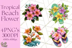 Tropical Beach Flower Clipart & Clip Art PNG Product Image 1