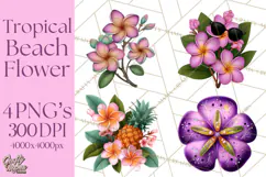 Tropical Beach Flower Clipart & Clip Art PNG Product Image 1
