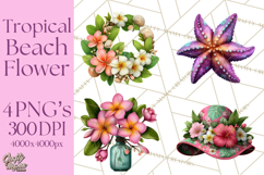 Tropical Beach Flower Clipart &amp; Clip Art PNG Product Image 1