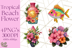 Tropical Beach Flower Clipart &amp; Clip Art PNG Product Image 1