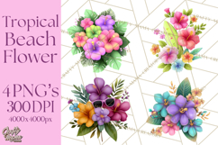Tropical Beach Flower Clipart &amp; Clip Art PNG Product Image 1