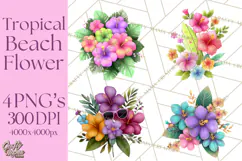 Tropical Beach Flower Clipart & Clip Art PNG Product Image 1
