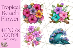 Tropical Beach Flower Clipart & Clip Art PNG Product Image 1