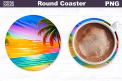 Tropical Beach Coaster | Round Coaster Sublimation Product Image 1