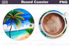 Tropical Beach Coaster | Round Coaster Sublimation Product Image 1