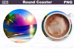 Tropical Beach Coaster | Round Coaster Sublimation Product Image 1