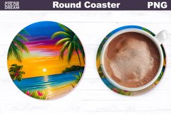 Tropical Beach Coaster | Round Coaster Sublimation Product Image 1