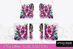 Butterfly Mug Wrap - Flowers Mug Sublimation Design Product Image 1