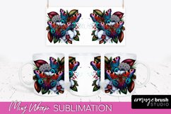 Butterfly Mug Wrap - Flowers Mug Sublimation Design Product Image 1