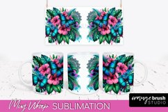 Butterfly Mug Wrap - Flowers Mug Sublimation Design Product Image 1