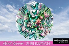 Butterfly Wind Spinner - Summer Flowers Spinner Sublimation Product Image 1