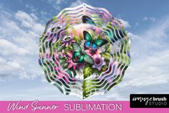 Butterfly Wind Spinner - Summer Flowers Spinner Sublimation Product Image 1